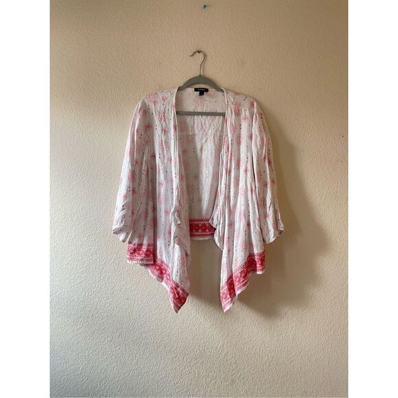 Torrid Women's Open Front Boho Kimono Ivory Jacket Tassel tie 3 - Picture 1 of 5